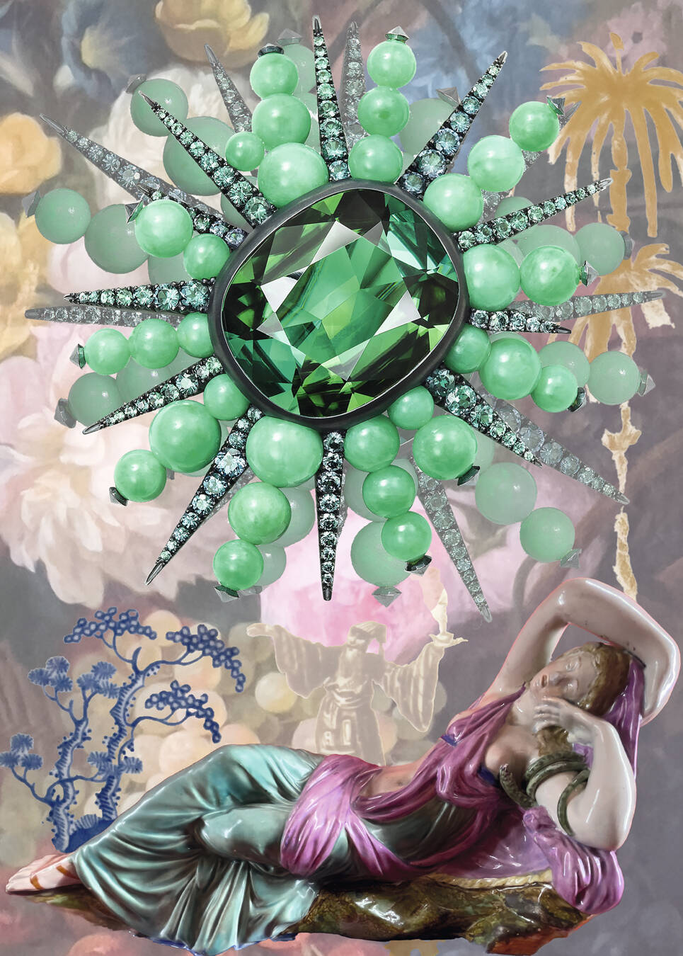 A Garden of Delights featuring Hemmerle Brooch